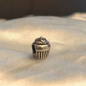 Pandora Retired 925 14K Gold Two Tone Cupcake Bead Charm